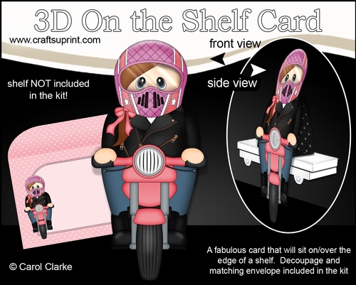 3D On the Shelf Card Kit - Young Lady Miyata Rides her Motorbike