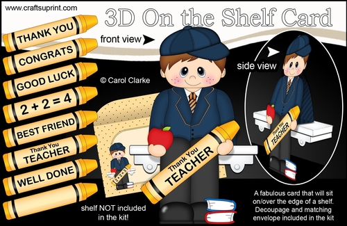3D On the Shelf Card Kit - Cute Little Schoolboy Filip