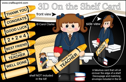3D On the Shelf Card Kit - Cute Little Schoolgirl Jasmine