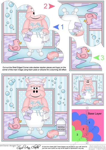 Cute Little Hilda Hippo Bathtub Buddies Shell Edged Corner Side Stacker