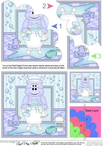 Cute Little Harold Hippo Bathtub Buddies Shell Edged Corner Side Stacker