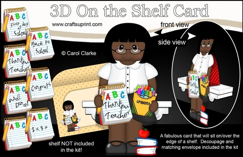 3D On the Shelf Card Kit - Little Ethnic Teacher Miss Smith