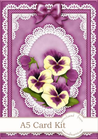 A5 Pansy, Lace and Pearls Kit with 3D Decoupage and Pyramage