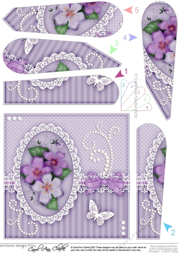 A Touch of Elegance Pretty Violas Pearls and Lace Fan Pyramage Topper