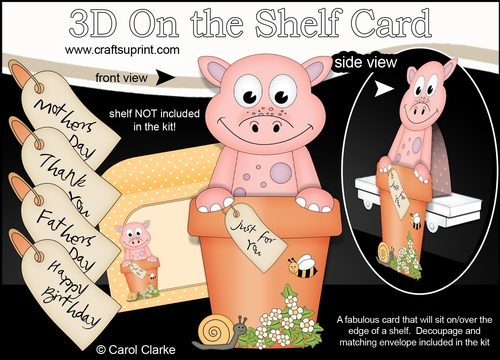 3D On the Shelf Card Kit - Flower Pot Friends Little Dinosaur Dela
