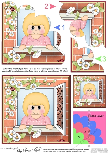 Shell Edged Corner Side Stacker - Through the Window - Cute Little Teen Girl