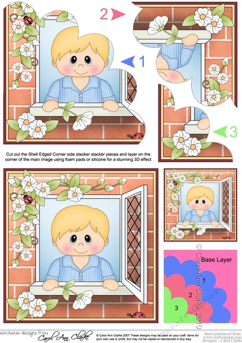 Shell Edged Corner Side Stacker - Through the Window - Cute Little Teen Boy