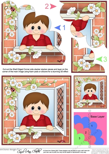 Shell Edged Corner Side Stacker - Through the Window - Cute Little Teen Boy