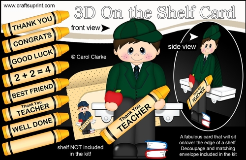 3D On the Shelf Card Kit - Cute Little Schoolboy Perci