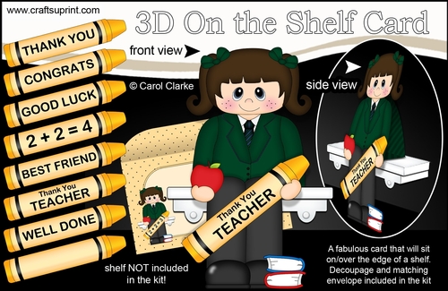 3D On the Shelf Card Kit - Cute Little Schoolgirl Latoria