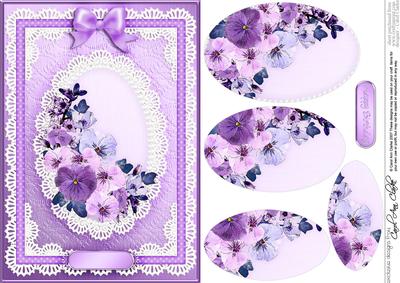 A5 Spring Flowers and Lace Quick Card with Pyramage