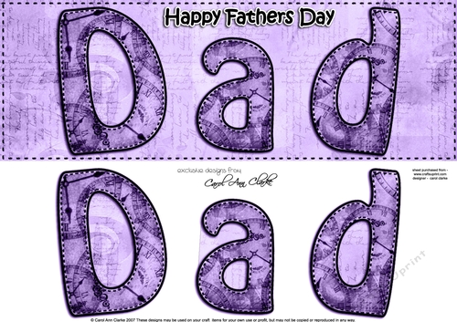 Large DL Happy Fathers Day DAD Clocks 3D decoupage