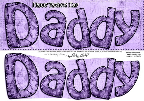 Large DL Happy Fathers Day DADDY Clocks 3D decoupage