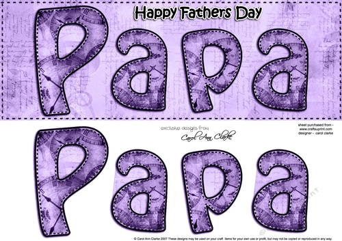Large DL Happy Fathers Day PAPA Clocks 3D decoupage