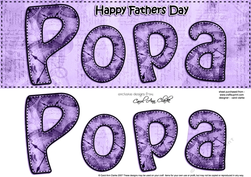 Large DL Happy Fathers Day POPA Clocks 3D decoupage