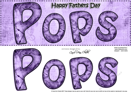 Large DL Happy Fathers Day POPS Clocks 3D decoupage
