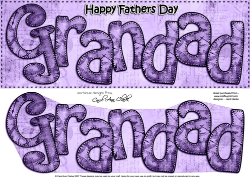 Large DL Happy Fathers Day GRANDAD Clocks 3D decoupage