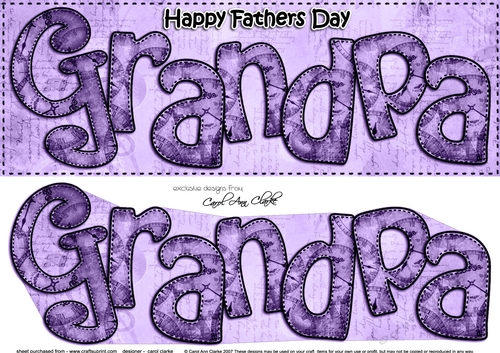 Large DL Happy Fathers Day GRANDPA Clocks 3D decoupage