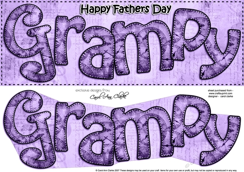 Large DL Happy Fathers Day GRAMPY Clocks 3D decoupage