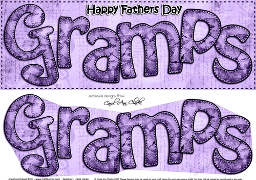 Large DL Happy Fathers Day GRAMPS Clocks 3D decoupage