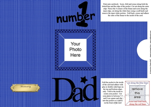 Add a Photo DL Card - NUMBER 1 DAD with easy fold frame