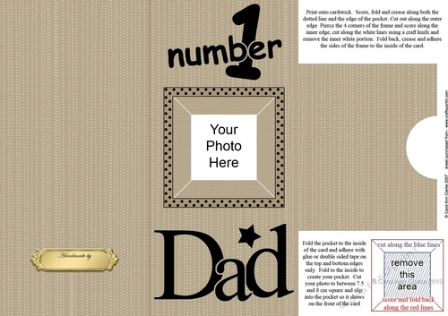 Add a Photo DL Card - NUMBER 1 DAD with easy fold frame