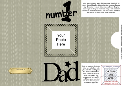 Add a Photo DL Card - NUMBER 1 DAD with easy fold frame