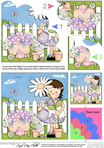 Girlz Suzi has a pretty flower Shell Edged Corner Side Stacker