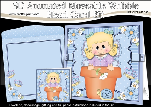 3D Animated Moveable Wobble Head Card Kit - Flower Pot Friends Little Fairy Blossom