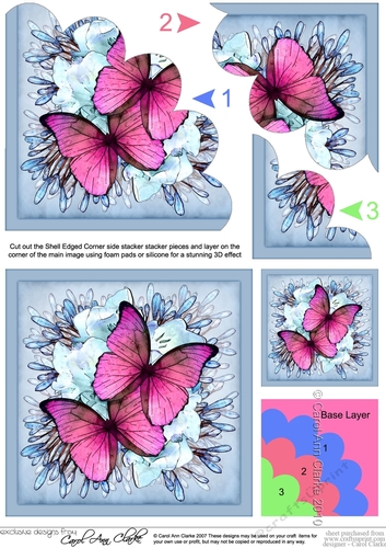 Butterflies & Flowers Shell Edged Corner Side Stacker