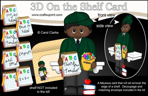 3D On the Shelf Card Kit - Cute Little Ethnic Schoolboy Malik