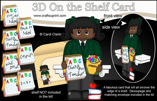 3D On the Shelf Card Kit - Cute Little Ethnic Schoolgirl Destiny 