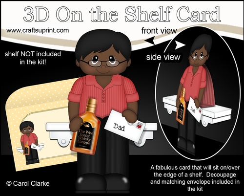 3D On the Shelf Card Kit - Ethnic Man Lucius is a Great Dad with a Bottle of Whisky