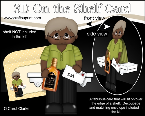 3D On the Shelf Card Kit - Ethnic Older Man Garfield is a Great Dad with a Bottle of Whisky