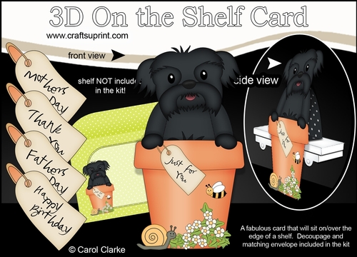 3D On the Shelf Card Kit - Flower Pot Friends Little Shih Tzu Dog Bo