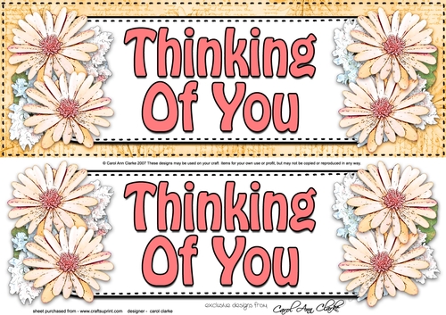 Large DL THINKING OF YOU Daisies Floral 3D decoupage