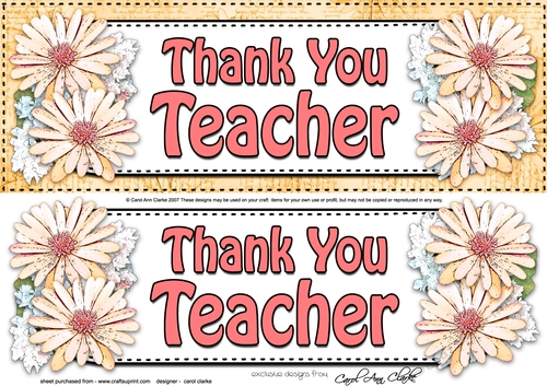 Large DL THANK YOU TEACHER Daisies Floral 3D decoupage
