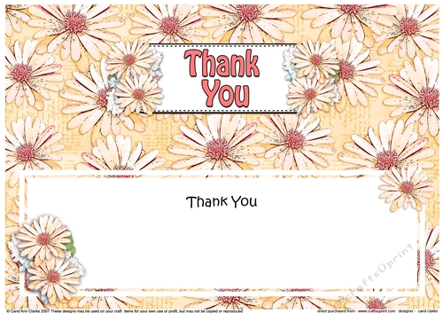 Large DL THANK YOU Daisies Floral matching insert