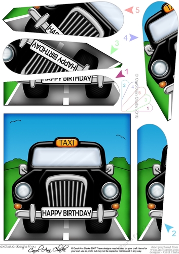 Fun Black Taxi Bithday Fan Pyramage Topper