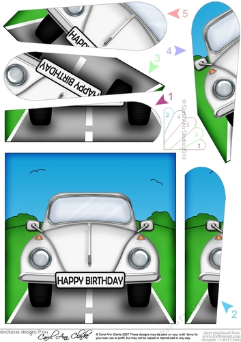 Fun Beetle Car Bithday Fan Pyramage Topper