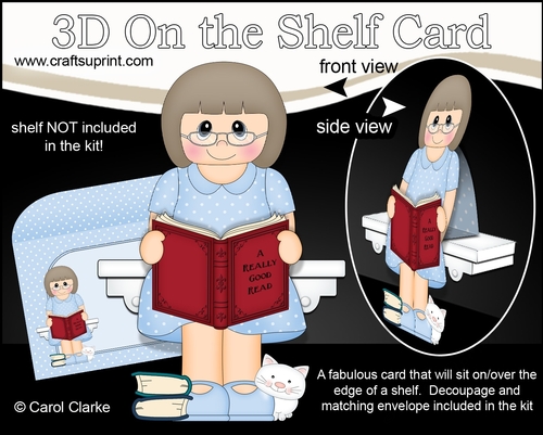 3D On the Shelf Card Kit - Older Lady Renee is Reading a Good Book
