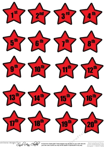 3D Birthday Age Stars 1st to 20th Decoupage Sheet