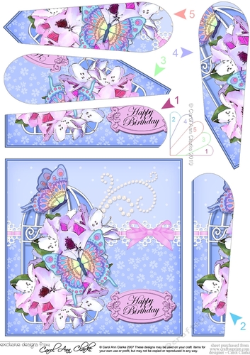 Birthday Butterflies, Pretty Flowers & Pearls Birdcage Fan Pyramage Topper