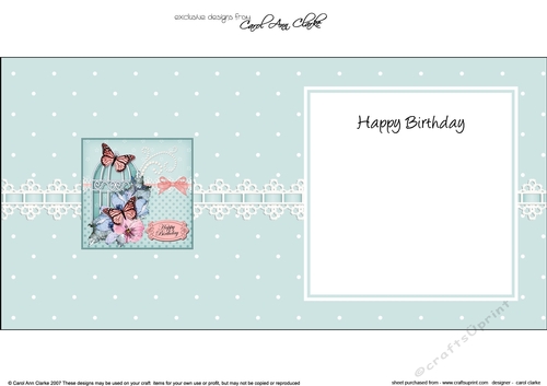 Birthday Butterflies, Spring Flowers & Pearls Birdcage square landscape insert