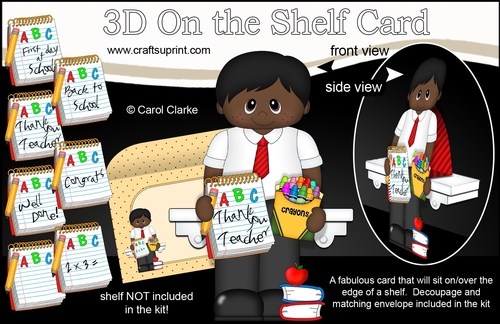 3D On the Shelf Card Kit - Cute Little Ethnic Schoolboy Denzel