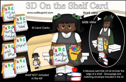 3D On the Shelf Card Kit - Cute Little Ethnic Schoolgirl Aniyah
