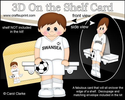 3D On the Shelf Card Kit - Little Footballer Jeffrey plays for Swansea