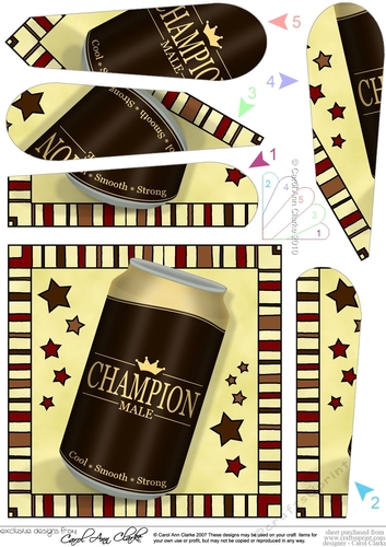 Champion Male Beer Can Fan Pyramage Topper