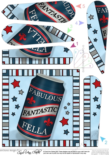 Fabulous Fantastic Fella Beer Can Fan Pyramage Topper