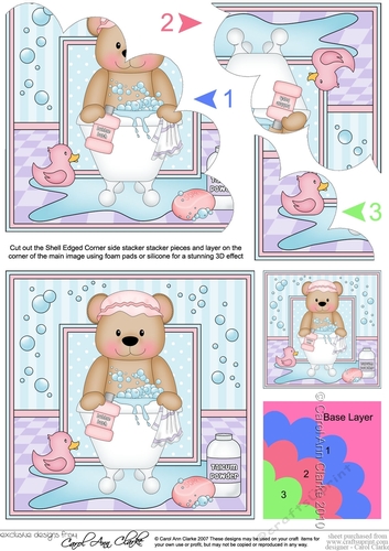 Cute Little Livvy Bear Bathtub Buddies Shell Edged Corner Side Stacker